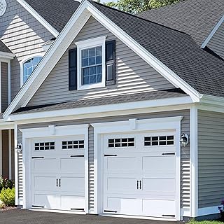 ToLanbbt Magnetic Decorative Garage Door Curb Appeal Faux Hinges Handles Hardware Kit Non-Fade PVC Small Window Panels for Metal Garage Door Decor (2 Sets - 4 Handles 8 Hinges)