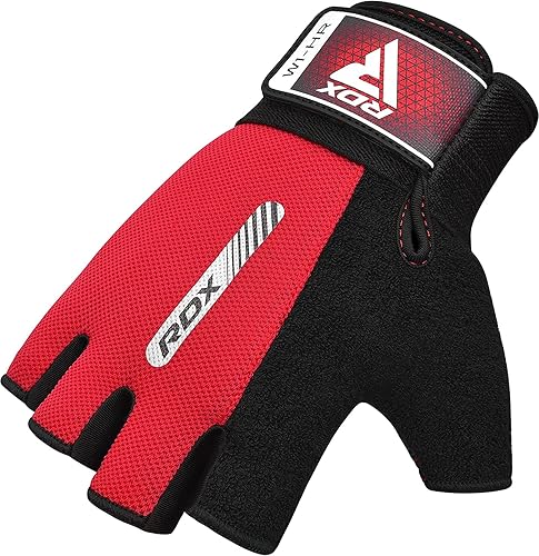 Miniatura 7 de RDX Guantes de levantamiento de pesas para gimnasio, entrenamiento de fitness, protección completa acolchada antideslizante, ultra ventilados,