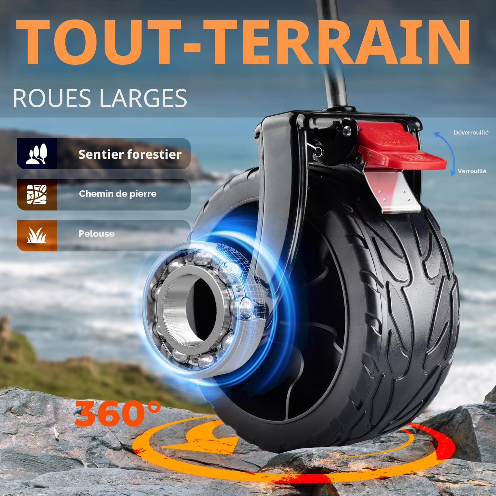 Overmont 400L Wagon Pliable à Deux Étages - Chariot Pliable à Grande Capacité - Rallonge de 132cm, Grandes Roues Tout-Terrain pour Camping, Match de Foot, Événements Sportifs, Supporte Jusqu'à 204 kg