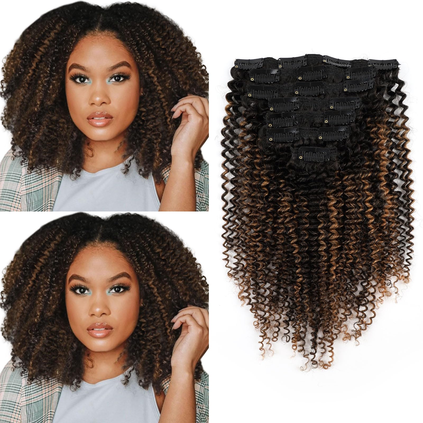 Clip-In Remy Human Hair Extensions Curly Auburn Amazon.com : ABH AMAZINGBEAUTY HAIR Kinkys Curly Clip in  main image 4