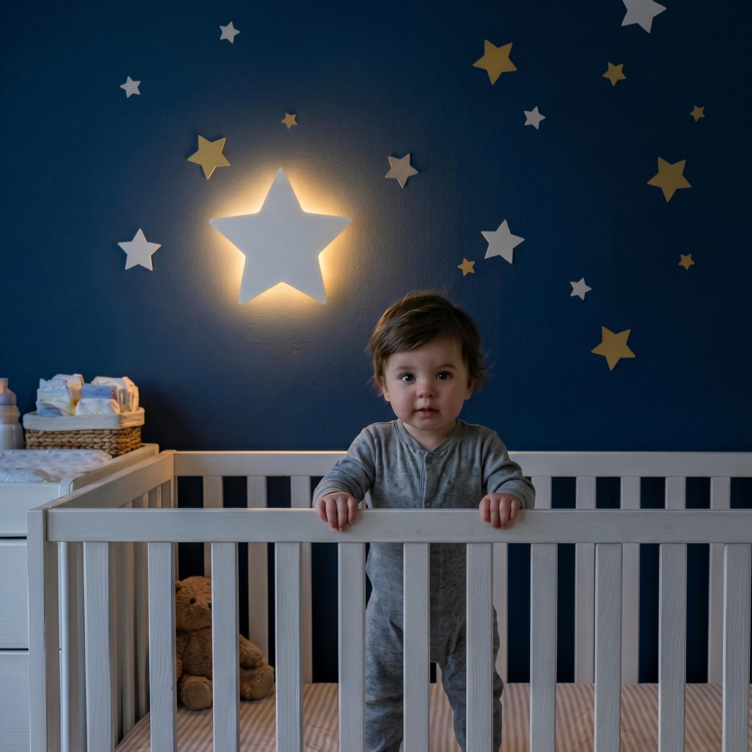Kaleoli Nursery Star Night Light - Rechargeable & Dimmable Led With Timer Touch Control 68 Wall Stickers Must Have Decor Newborn