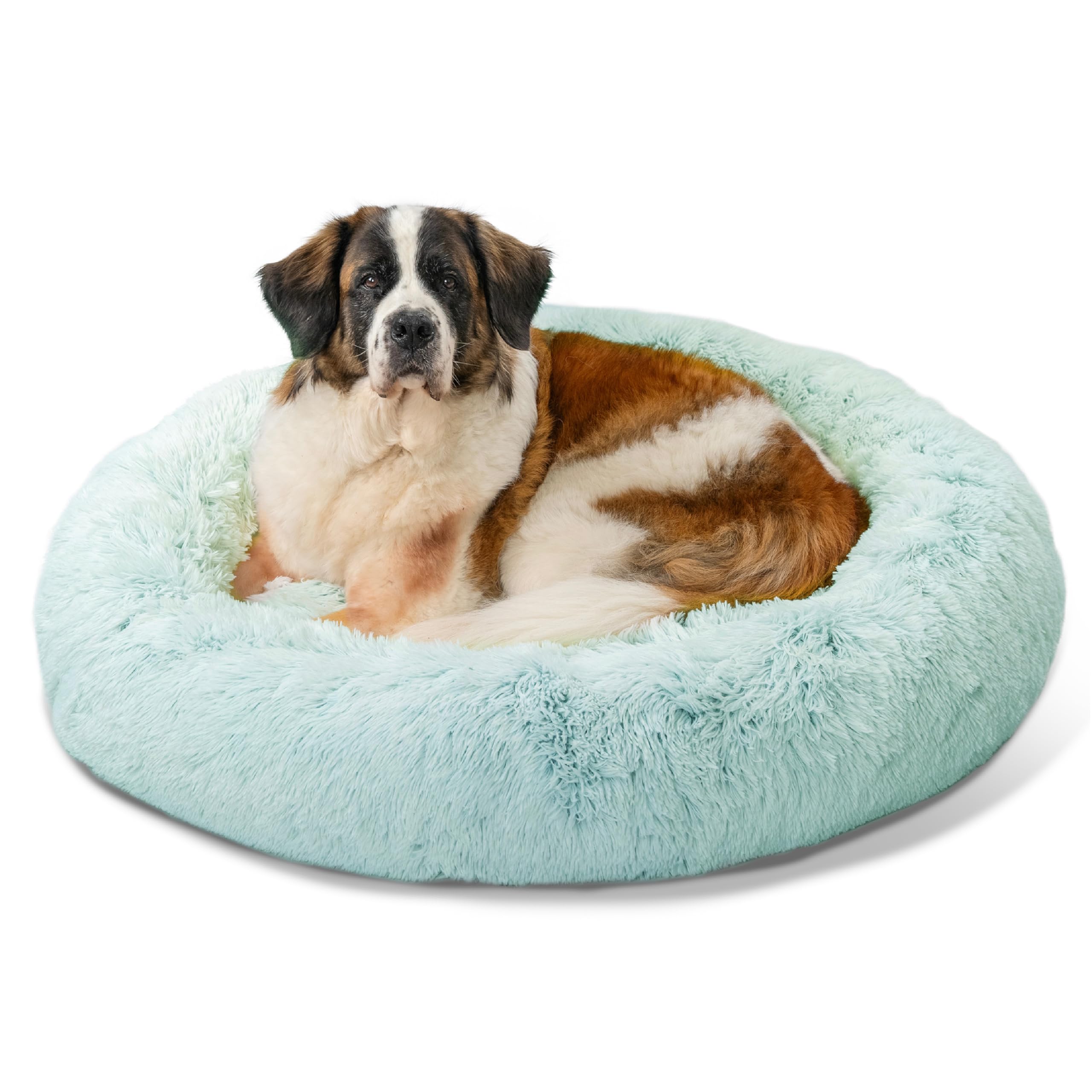 Best Friends by Sheri The Original Calming Donut Dog Bed for Extra-Large Dogs up to 150 lbs, Shag Faux Fur, Baby Blue, 45" x 45"