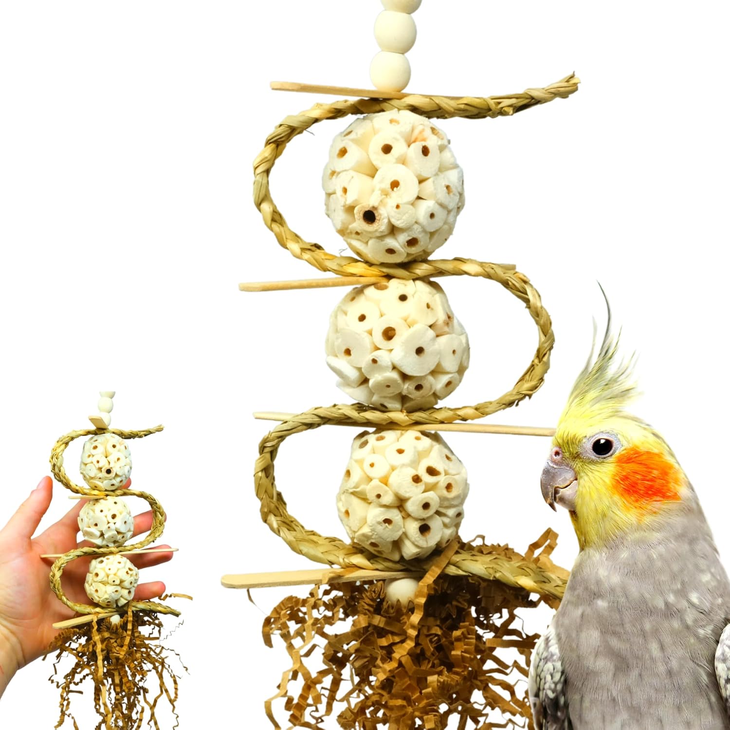 Bonka Bird Toys 2552 Sola Chewballicious Natural Medium Parrot Shred Cage Toy, Cockatiel, Parakeet, Conures, and Similar Birds