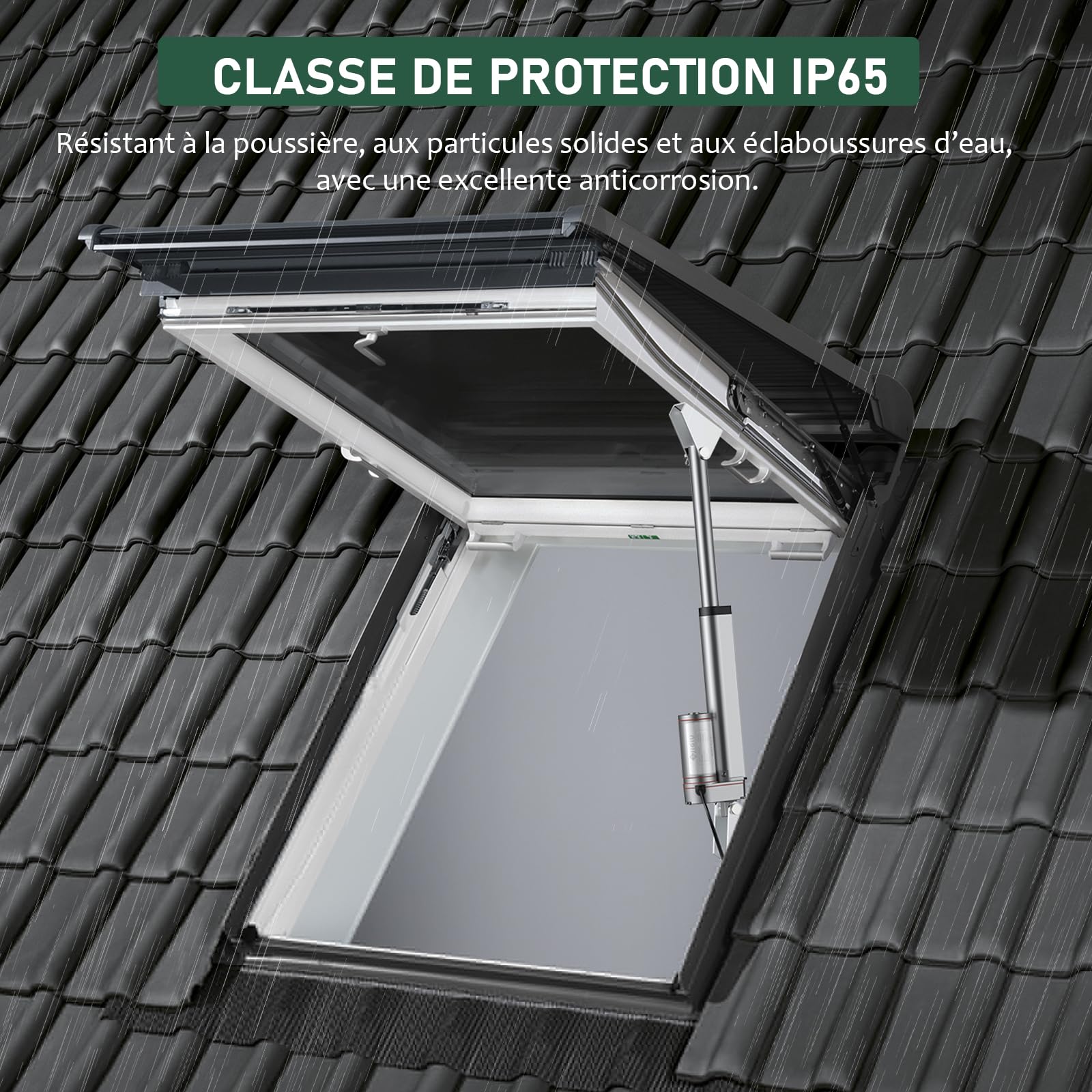 JiGiU Actionneur Linéaire 12V 1500N IP65, Course 150mm, 10mm/s, Vérin Électrique Auto-bloquant avec Supports, pour Ouvre-porte/Ouvre-fenêtre, Domotique, Machines - Argent
