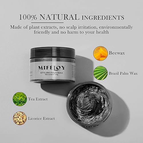 Miniatura 2 de Cera temporal de color negro para el cabello, 4.23 onzas, tinte en crema para peinado natural instantáneo, barro de coloración desechable para