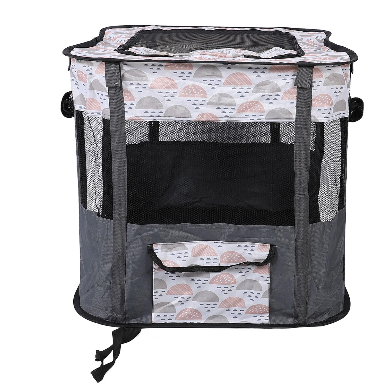 Welpenlaufstall, Laufstall Hund, Wurfbox für Hunde, Tragbarer Faltbarer Haustier Hunde Warm Halten, Mit Tragetasche, Aus Oxfordgewebe und Atmungsaktivem Netzstoff, 80 X 60 X 55cm
