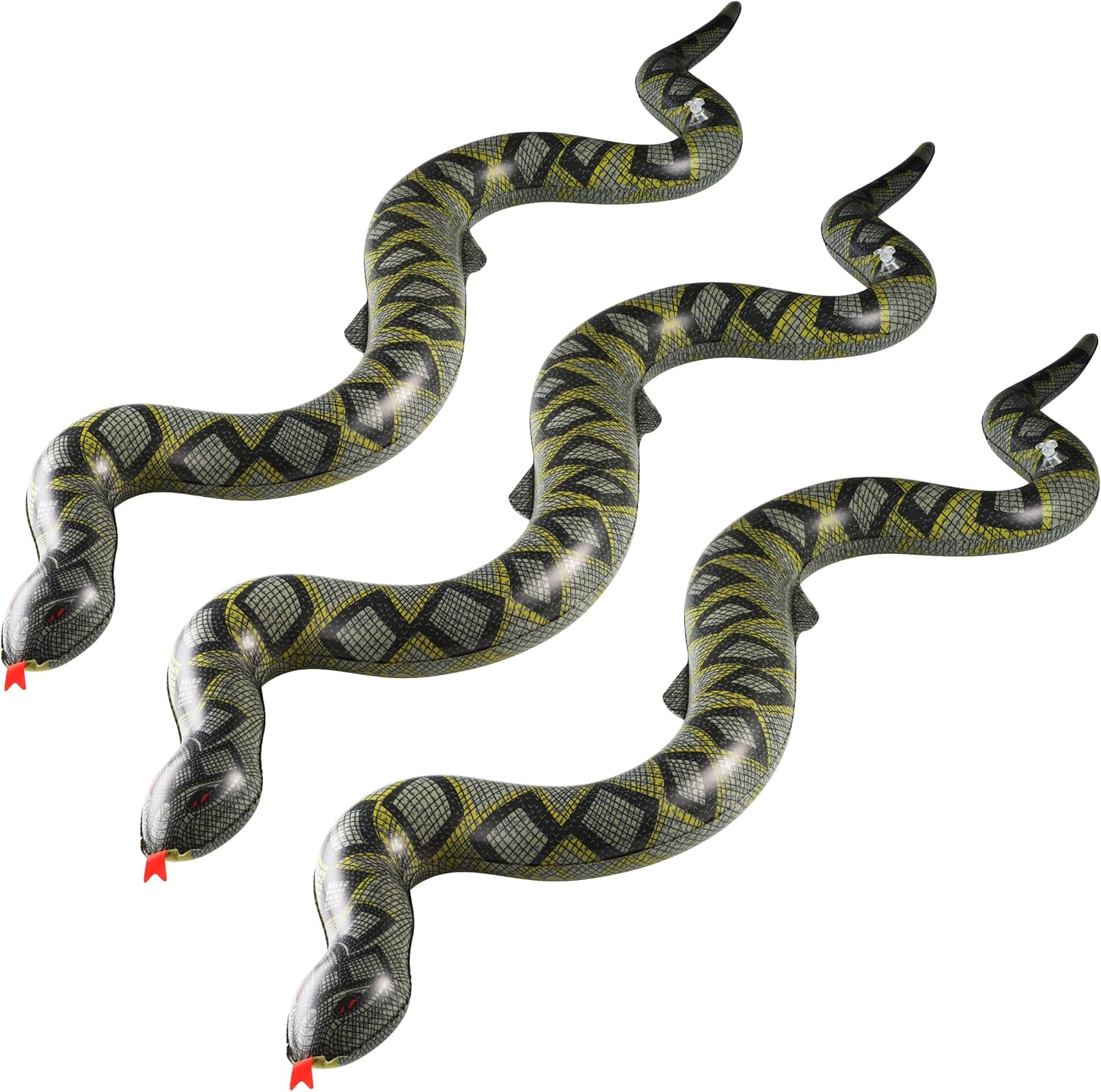 Inflatable Fake Snake Toys (3 Pack) - 39 Inch Blow Up Snakes for Pool Floats, Jungle Party, Rainforest, Reptile & Safari Theme, Inflatable Animal Party Decorations & Supplies