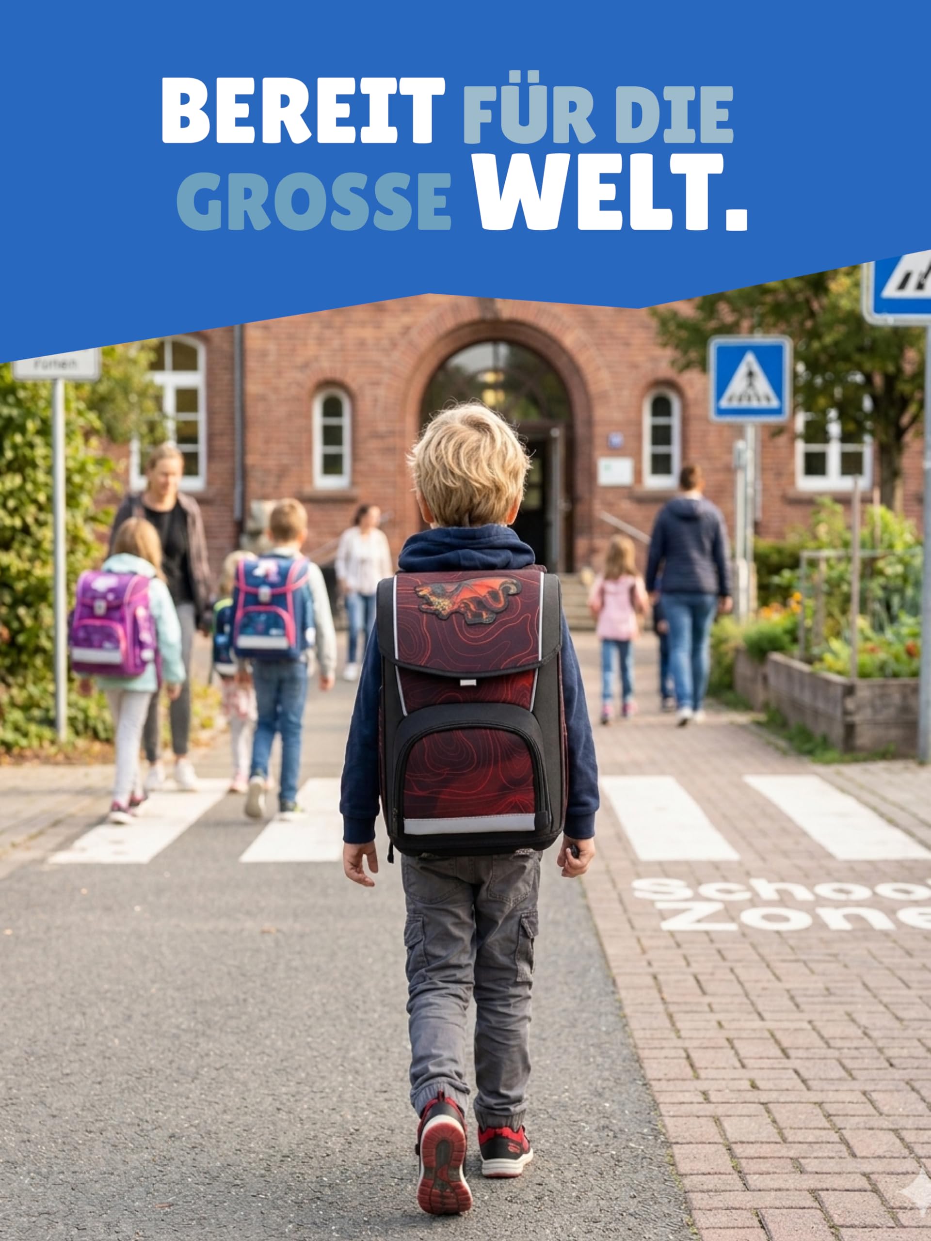 Familando - McNeill Basic Schulranzen Set - 10-teilig mit Schultüte - Drachen - Ergonomisch & Verstellbarer Brustgurt - 960g leicht mit 21L Volumen & Reflektoren - Für Grundschule ab 1. Klasse