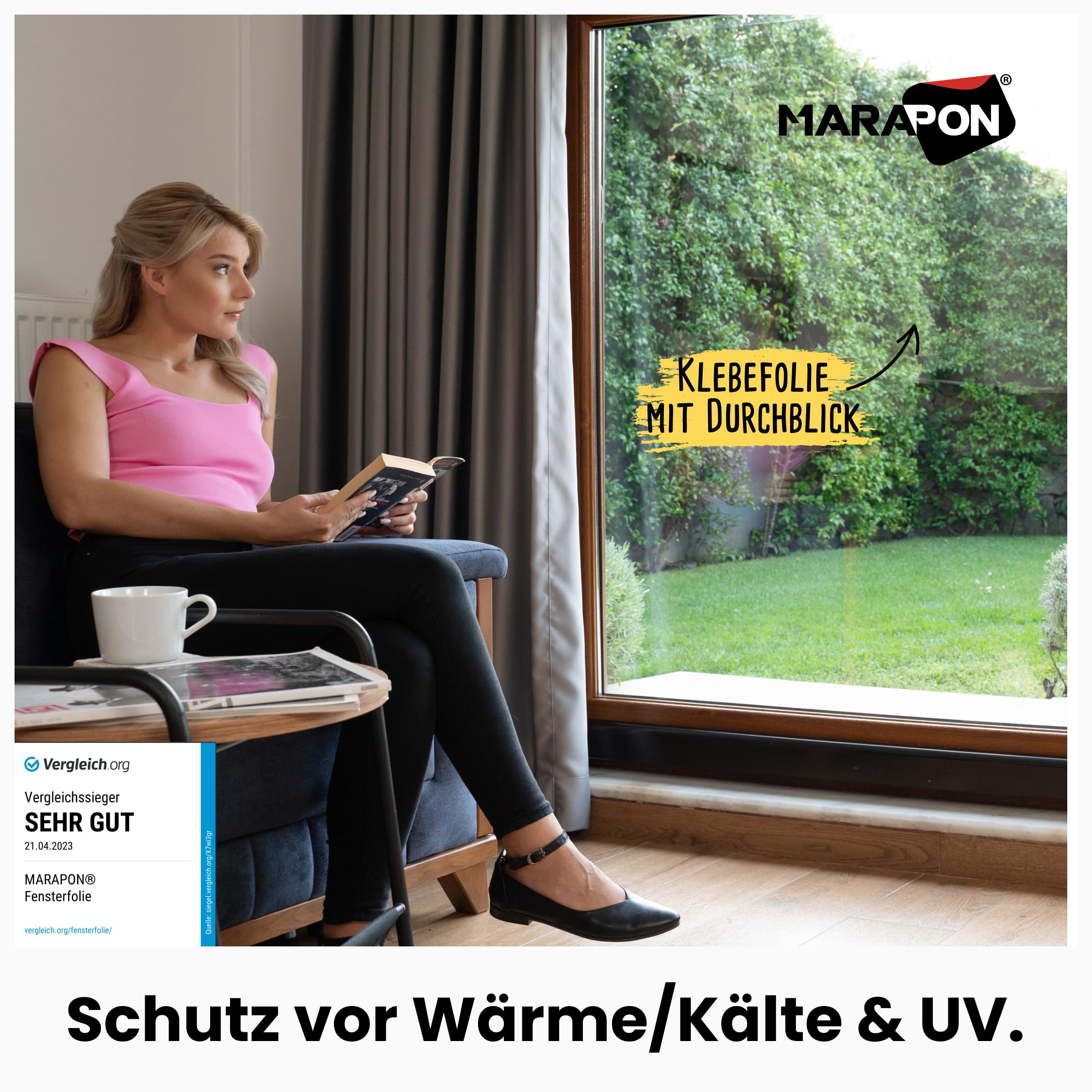 MARAPON® Folia lustrzana, ochrona przed wzrokiem [75 x 200 cm), ochrona przed słońcem na zewnątrz, bez pozostawiania śladów – folia lustrzana na okno, ochrona przed wzrokiem – ochrona przed słońcem –