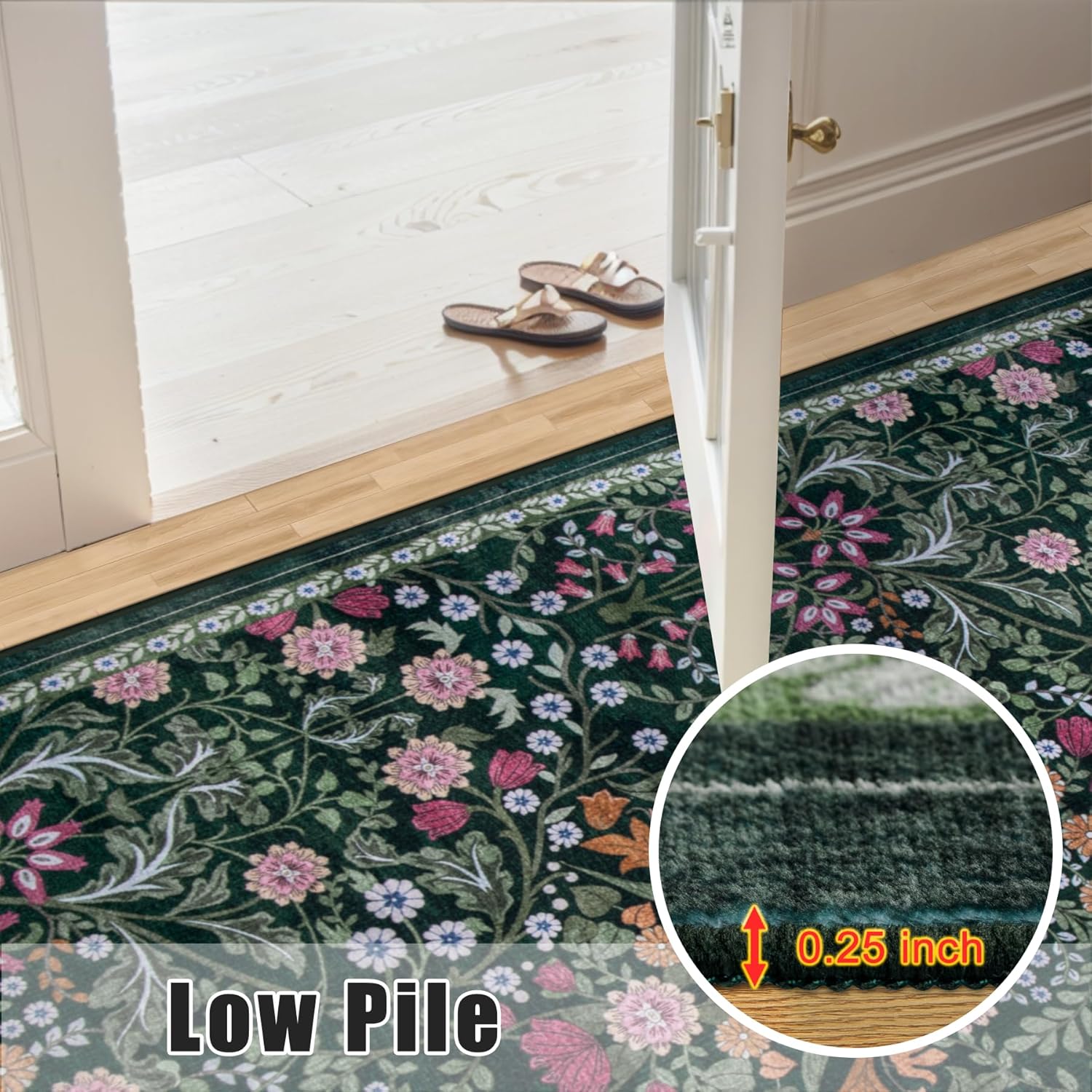 Vintage Floral Soft Washable Area Rug: Stylish Stain-Resistant Carpet for Any Room