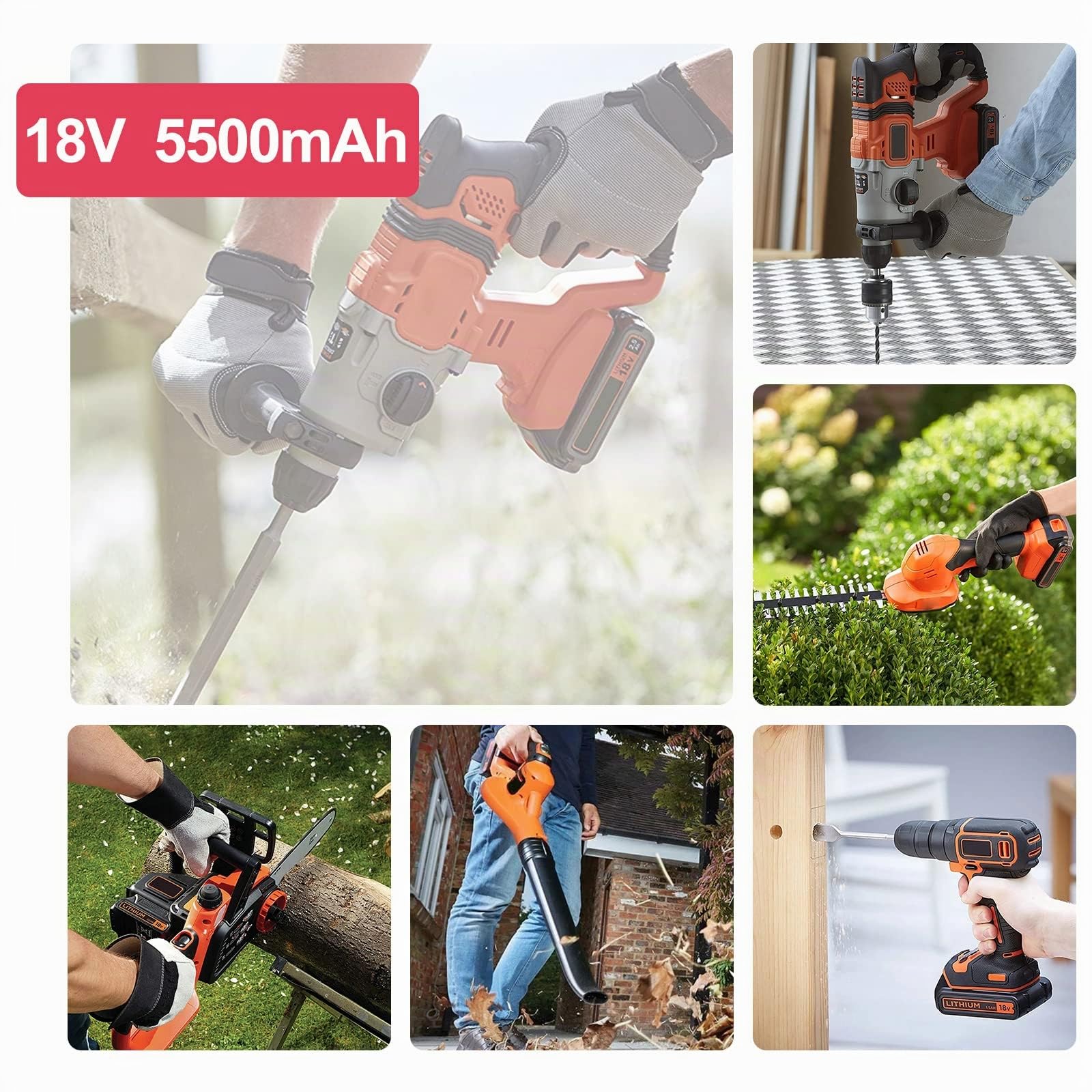 18V 5.5Ah BL2018 Batería de Repuesto para 18V BL2018 BL2018-XJ BL4018 BL1518 LB20 LBX20 LBXR20 LBXR2020-OPE LBXR20B-2 LB2X4020