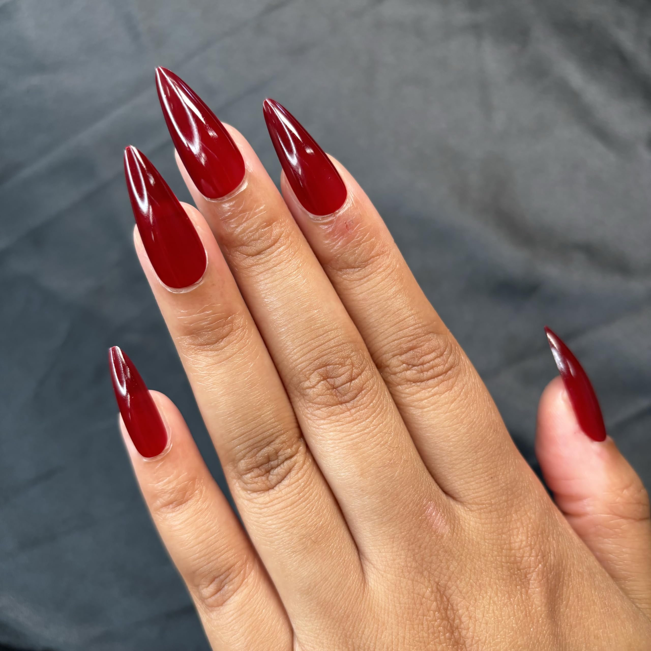 VAMPIRA Press-On Nails by Lavaa Beauty | Long Stiletto | Glossy Burgundy Stiletto Nails