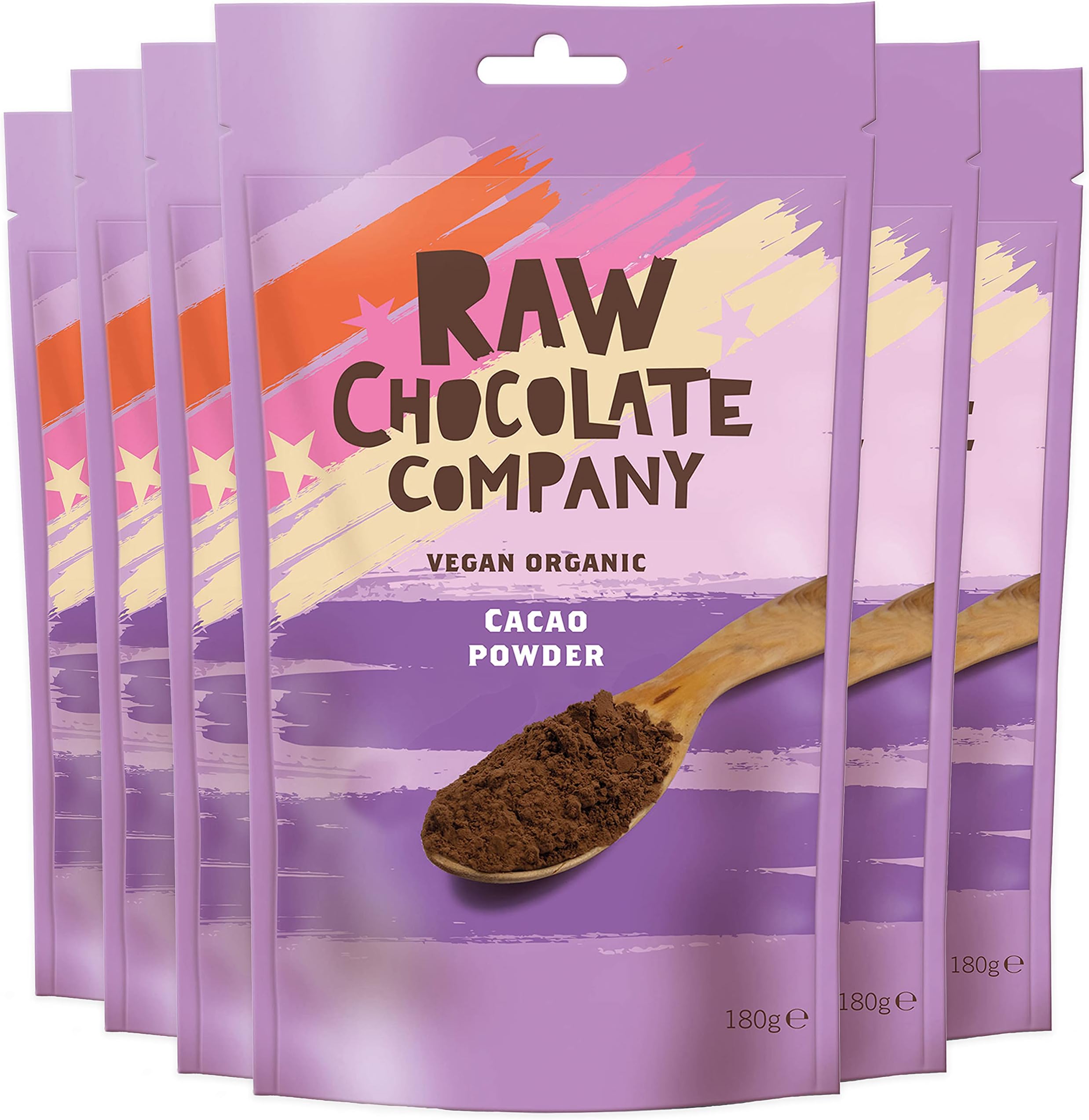 The Raw Chocolate Company Organic Cacao Powder 180g x 6 - for Baking & Chocolate Making - Vegan, Dairy Free, Gluten Free, Unsweetened Superfoods
