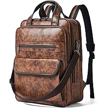 Shrrie Laptop Backpack for Women and Men, 15.6 Inch Vegan Leather Computer Backpack Professional Water-Resistant Casual Daypack for Work Business College Travel Office,Two-toned Brown
