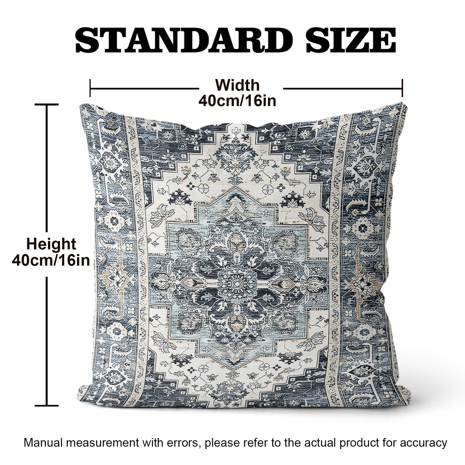 XPHZZL Pack of 2 Bohemian Style Linen Decorative Cushion Covers 40x40 cm Square Throw Pillow Covers 16x16 Inch Boho Style Pillowcases for Outdoor Home Decor Sofa Bedroom Car - Image 3