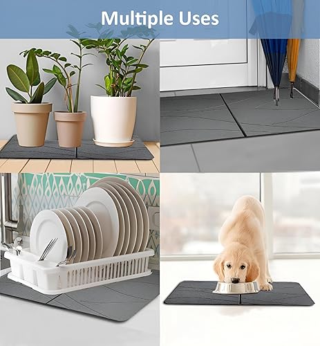 Miniatura 6 de Tapete de baño de piedra, súper absorbente, de secado rápido, tierra de diatomeas con olor, plegable, antideslizante y fácil de limpiar para baño,