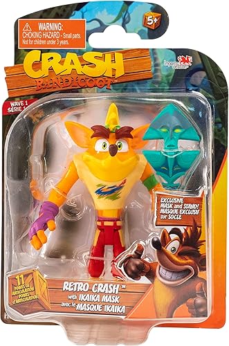 Miniatura 2 de BANDAI Crash Bandicoot Figuras de acción Retro Crash con máscara  Juguete retro de 4.3 in con máscara y accesorios de soporte  Verde, morado, rojo