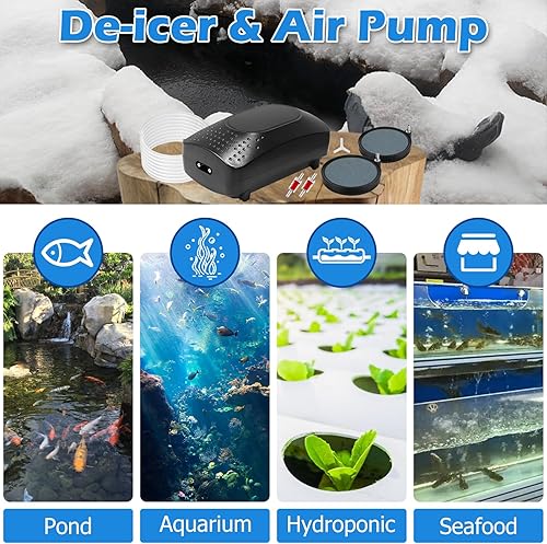 Miniatura 5 de Aquarium Air Pump for 20-800 Gallon Large Fish Tank KOI Pond Aerator 8-12W 0.028-0.032Mpa High Pressure One-Dual Outlet Quiet Adjustable Fish Tank