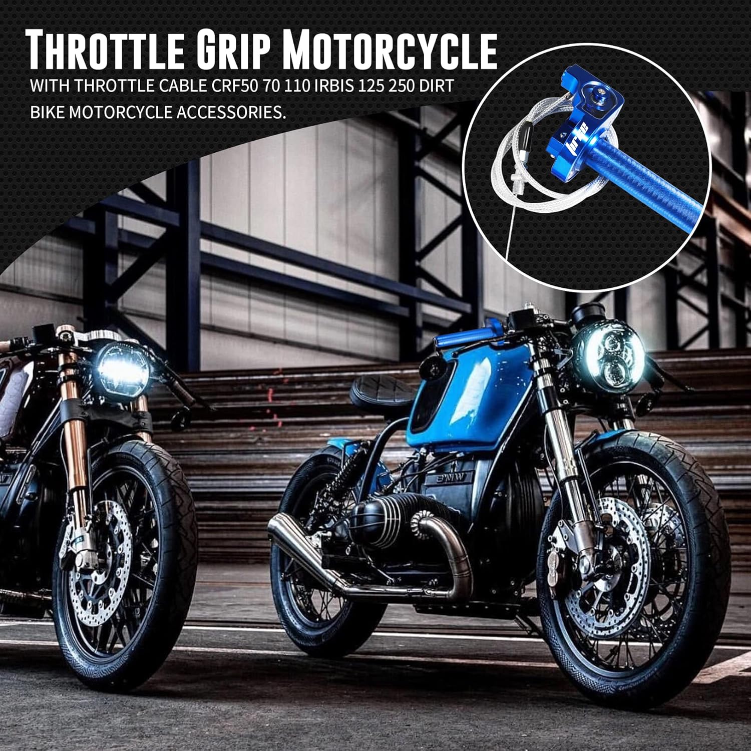 Throttle Grip Motorcycle 22mm CNC Aluminum Quick Twister Throttle Cable for CRF50 CRF70 70 110 70CC 110CC IRBIS 125 250 Dirt Pit Bike Accessories (Blue)