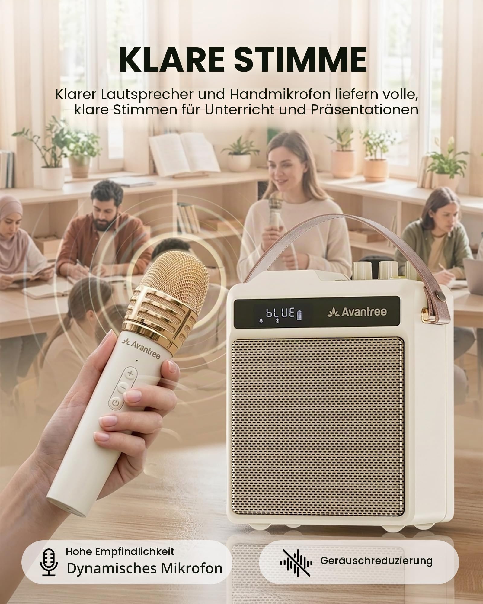Avantree VoxAmp Duo - Tragbarer Kabellose Sprachverstärker, Doppeltes Mikrofon Und Lautsprecher Set Für Unterricht, Kleine Veranstaltungen & Partys, 30W Klare Stimme & Reicher Klang, 14H Akku