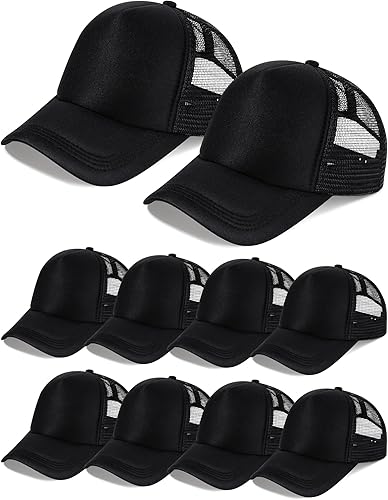 10 gorras de camionero en blanco para sublimación, gorra de béisbol de malla de poliéster para hombres y mujeres
