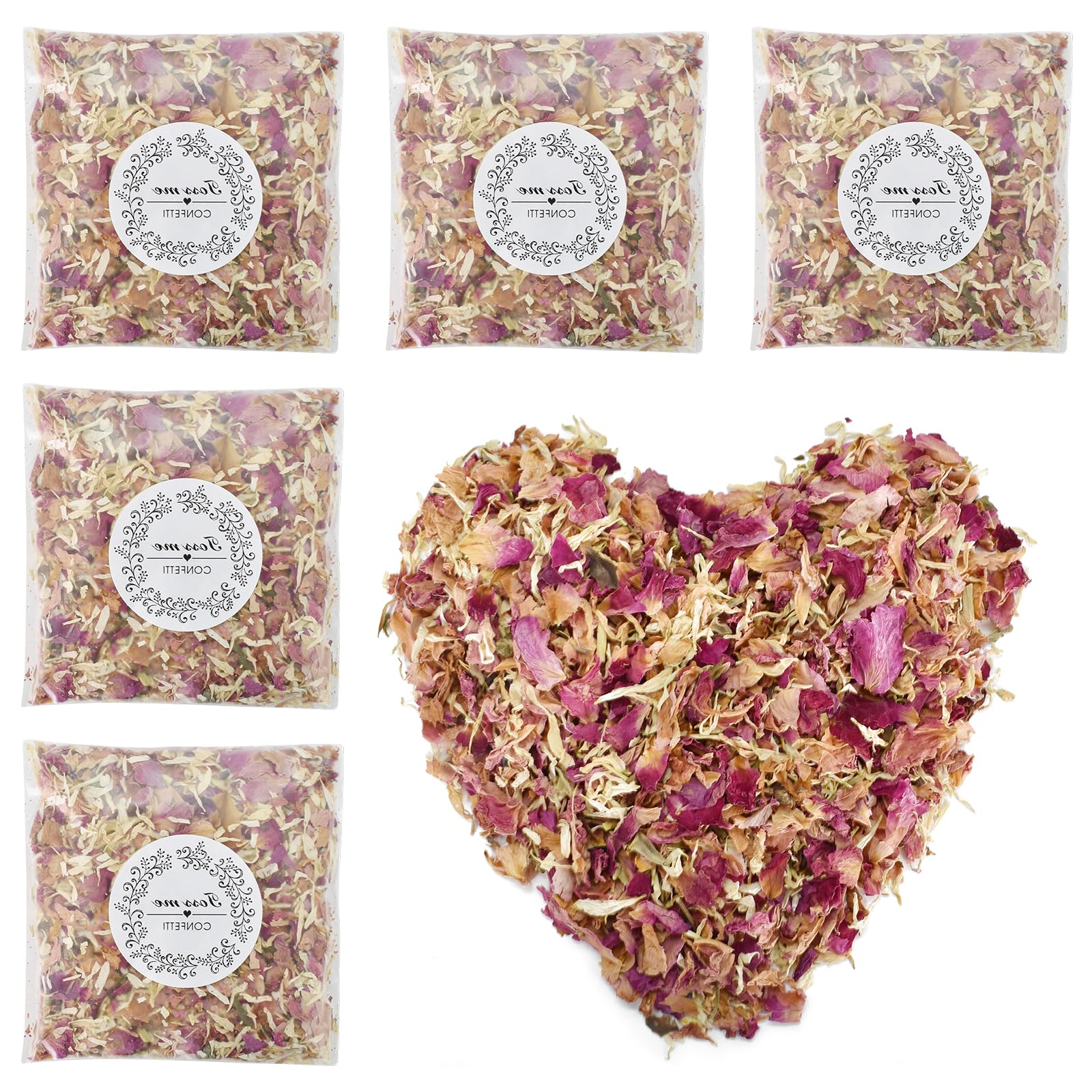 Petali Di Rosa Secchi Per Matrimonio - 15 Confezioni Coriandoli Naturali, 150-180g Totali