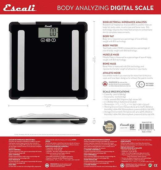 Báscula Corporal Escali BF180 con Análisis de Composición Corporal miniatura 12