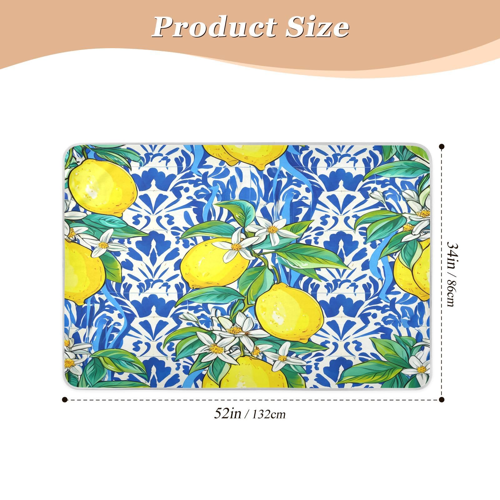 BOESI Graffiti Lemon Pattern Waterproof Pads for Bedwetting and Incontinence, Reusable Pads, Reusable Diaper Pads for Bed, Sofa, Travel