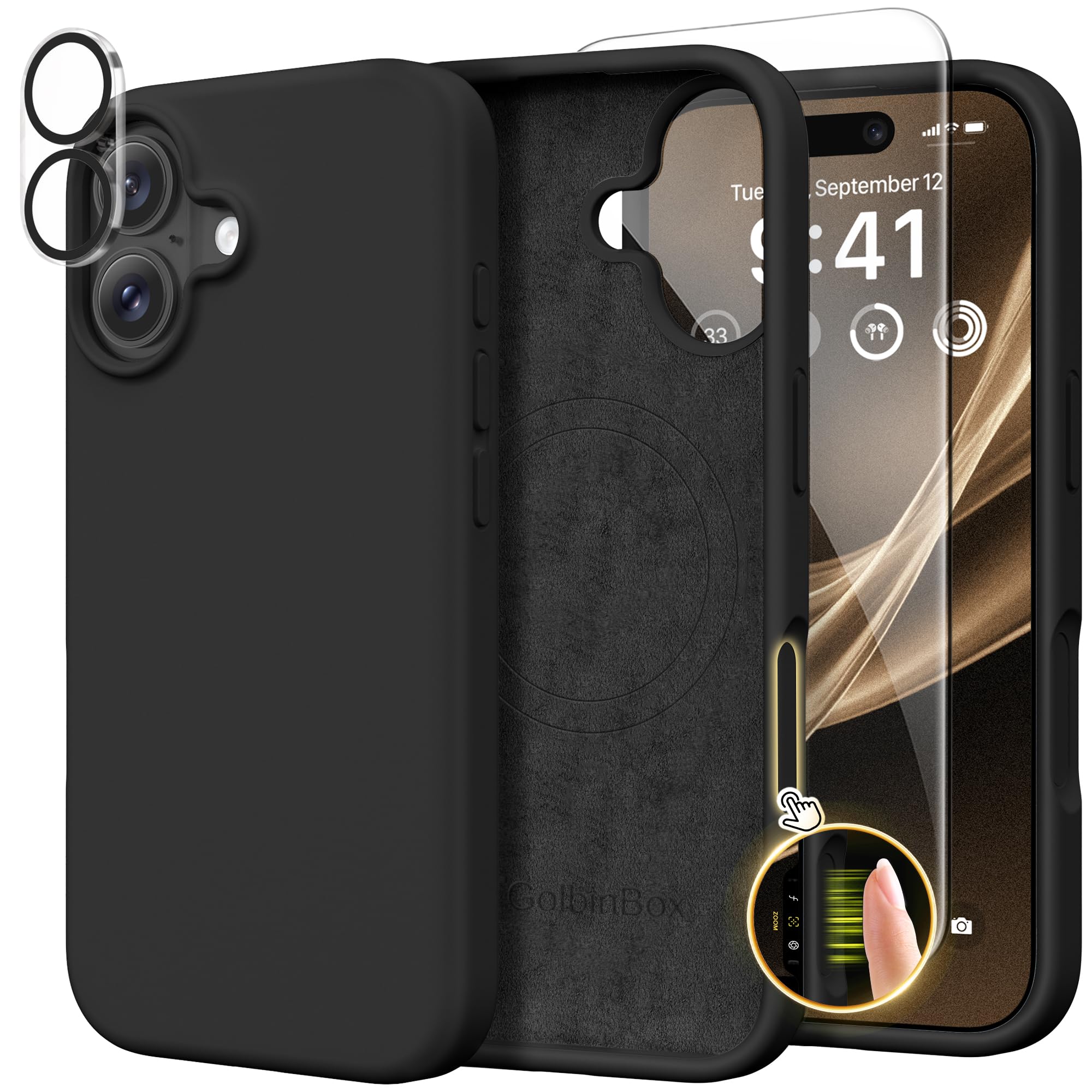 GolbinBox Magnetic for iPhone 17 Case, Silicone Cover, Black