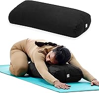 Gaiam Round Yoga Bolster Pillow - Soft Cotton-Filled Meditation Cushion, Portable Handle, Machine Washable Cover for Yoga & Support