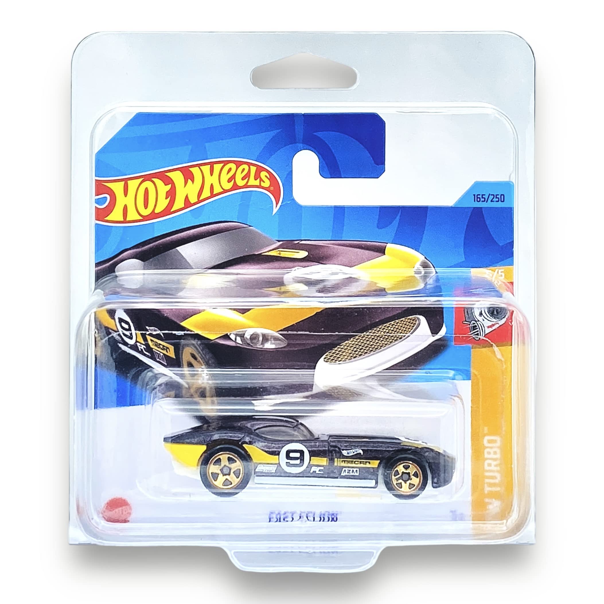 Hot Wheels Fast Felion (Maroon, Yellow & White) 5/5 HW Turbo - 2023-165/250 (Short Card) - COMES IN A KLAS CAR KEEPER PROTECTIVE COLLECTORS CASE - HKJ39