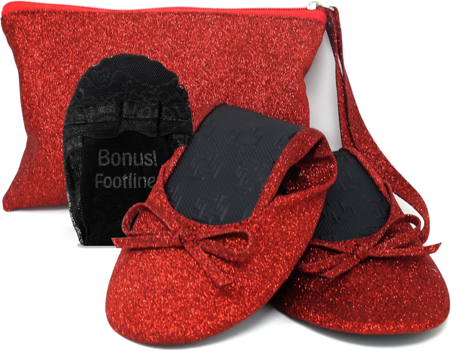 Silky Toes Sparkly Foldable Flats for Women Purse with Glitter Ballet Slippers Wedding Travel Flat Shoe