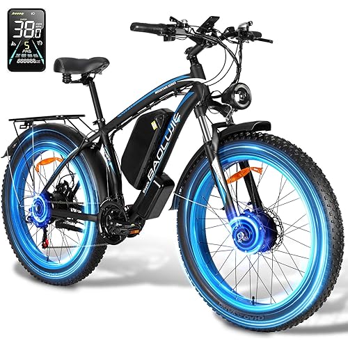 Peak 3000W Dual Motor Ebike 38 MPH,26" Fat Tire Electric Bike for Adults,48V 23AH Removable Battery,All Terrain Adult Electric Bicycles,85 Mile E Bike Lockable Suspension