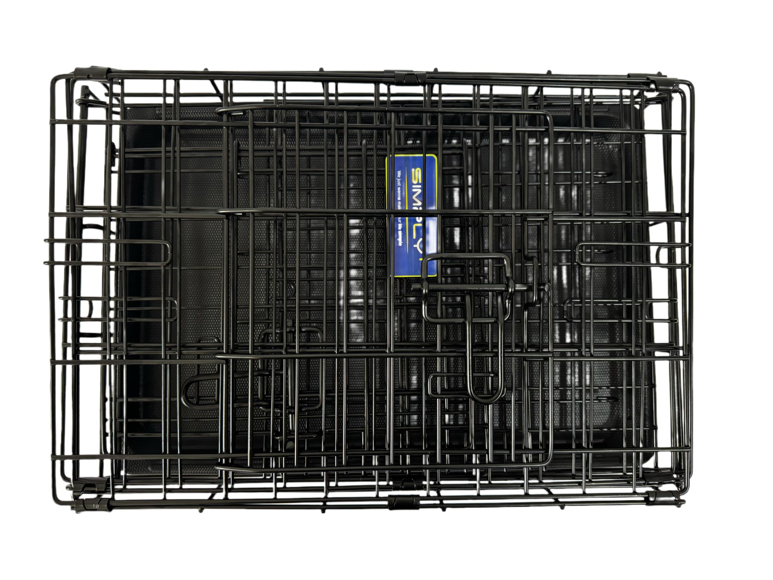 Cage de transport en fil métallique pour chien avec plateau inférieur en plastique (XXS) - Noir