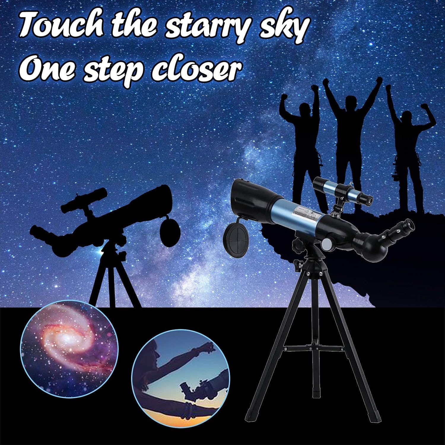 Adults Kids Monocular Telescope Floor Standing 50mm Aperture Refraction Telescope with Tripod for Astronomy Beginners Space Observation Stargazing Viewing Star Saturn Jupiter Planets