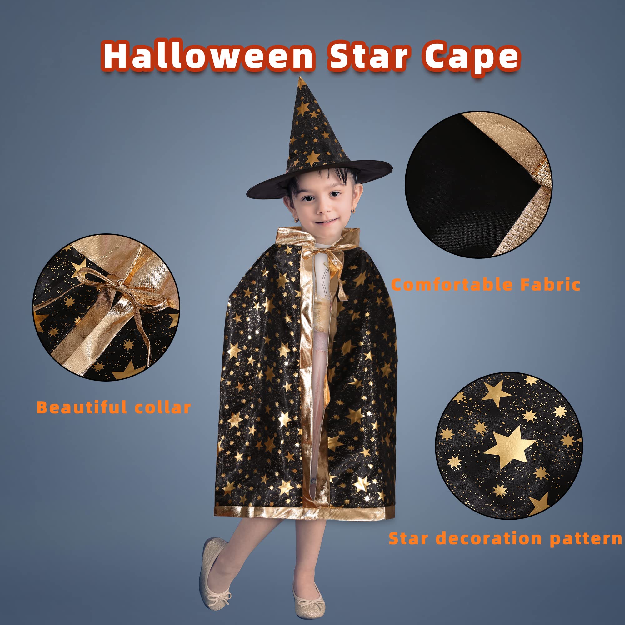 Kinder Halloween Kostüm – Hexenumhang Mit Hut, Kürbistasche & Tattoos, Gr. 100-140 Cm