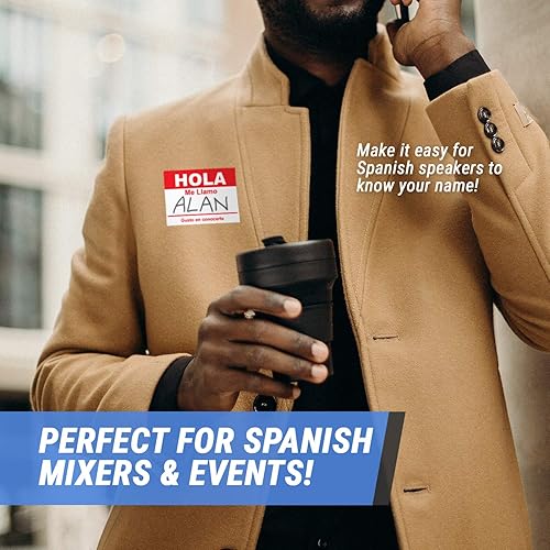 Miniatura 3 de 2-516 x 4 Pulgadas Hola me Llamo Etiquetas Adhesivas (100 Por Rollo, Rojo)