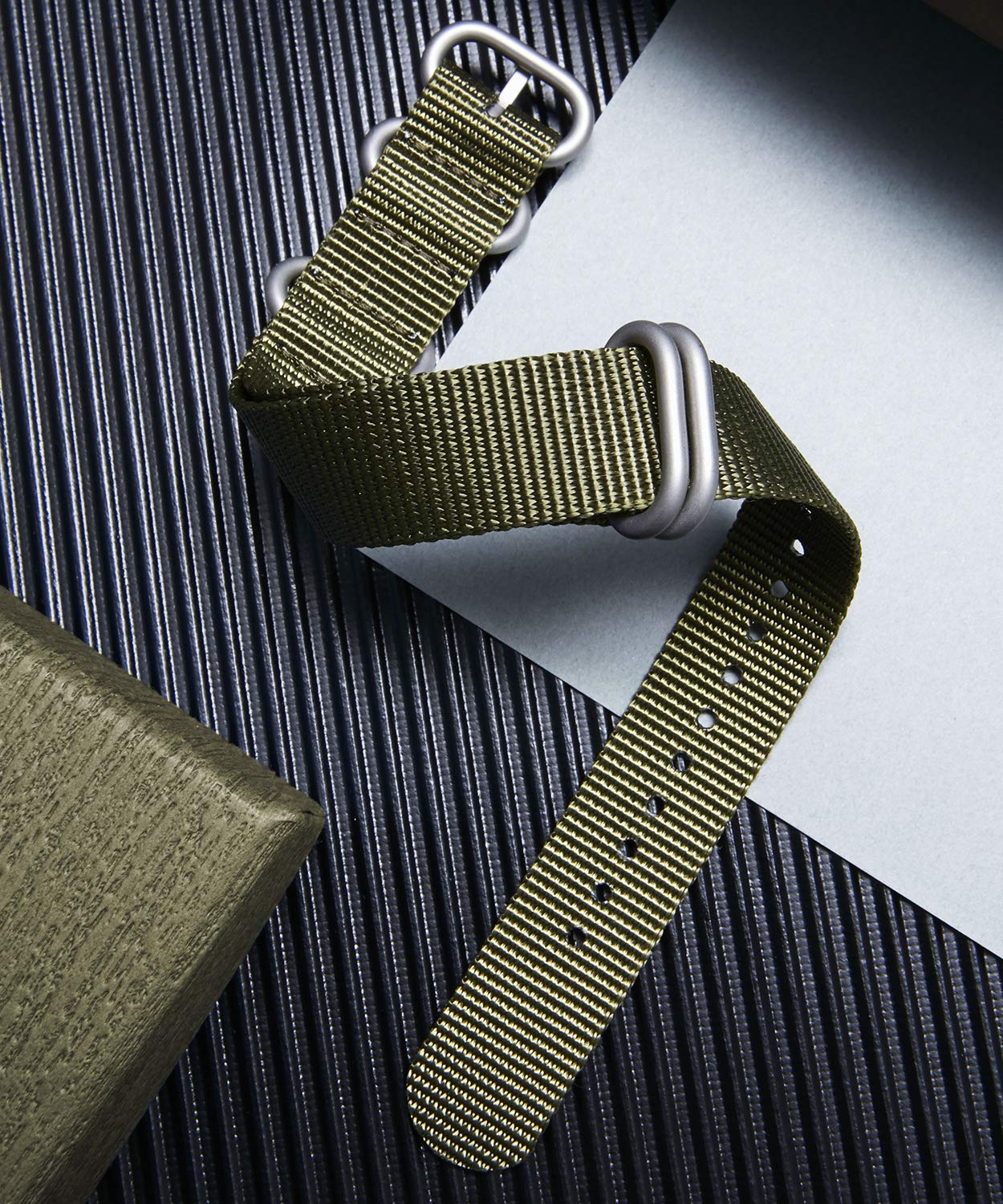 Nylon Watch Strap, Multicolor Watch Bands Replacement for Men Women 18mm 19mm 20mm 21mm 22mm 23mm 24mm G10 Premium Ballistic with Military Heavy Duty 5 Rings Silver/Black Stainless Steel Buckle — view 6