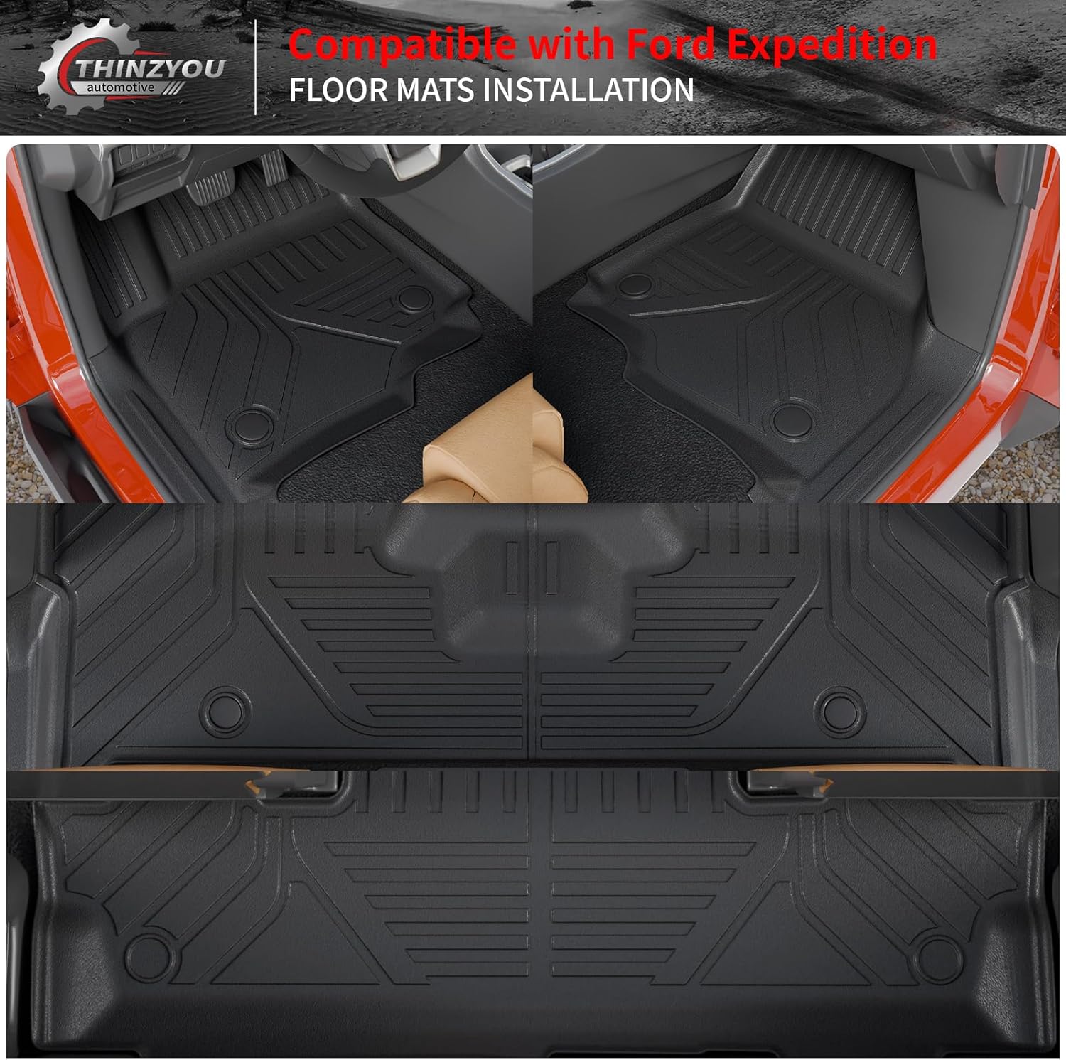 Floor Mats Compatible with 2025 2026 Ford Expedition 7 Seats Captain Chair (NOT Max) Cargo Mat Trunk Mat Cargo Liner Trunk Liner Expedition Accessories (Floor Mats+Trunk Mat+Backrest Mats)