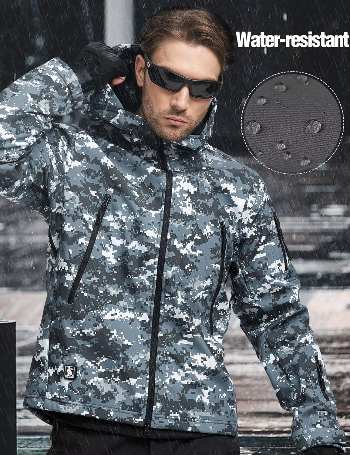 FREE SOLDIER Men’s Outdoor Waterproof Soft Shell Hooded Military Tactical Jacket