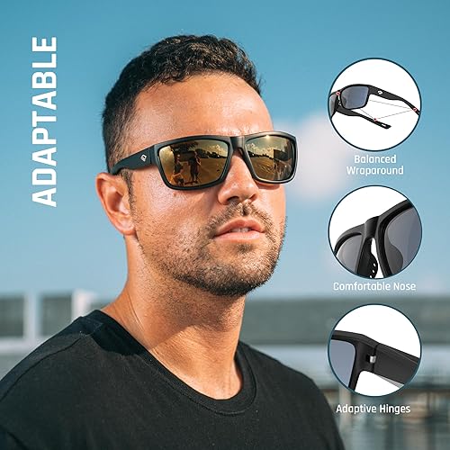 Miniatura 27 de TOREGE - Lentes de sol polarizados deportivos para hombres y mujeres, para ciclismo, correr, golf, pesca, TR26 Marco negro y lente plateado cobre