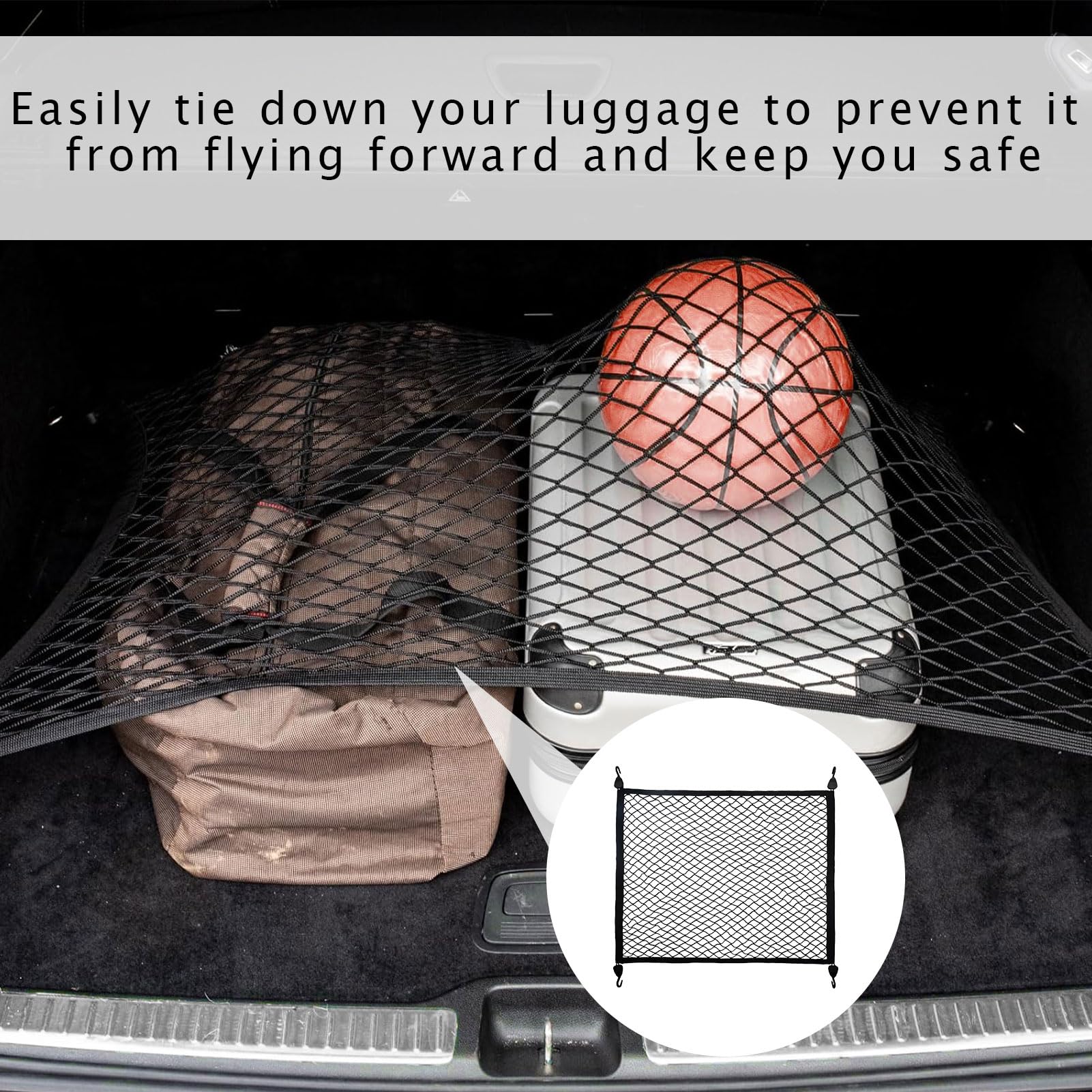 Rete Portabagagli Elastica Per Auto 70x70 Cm – Borsa A Rete Con 4 Fibbie, Universale Per SUV, Camper, Pickup - 2