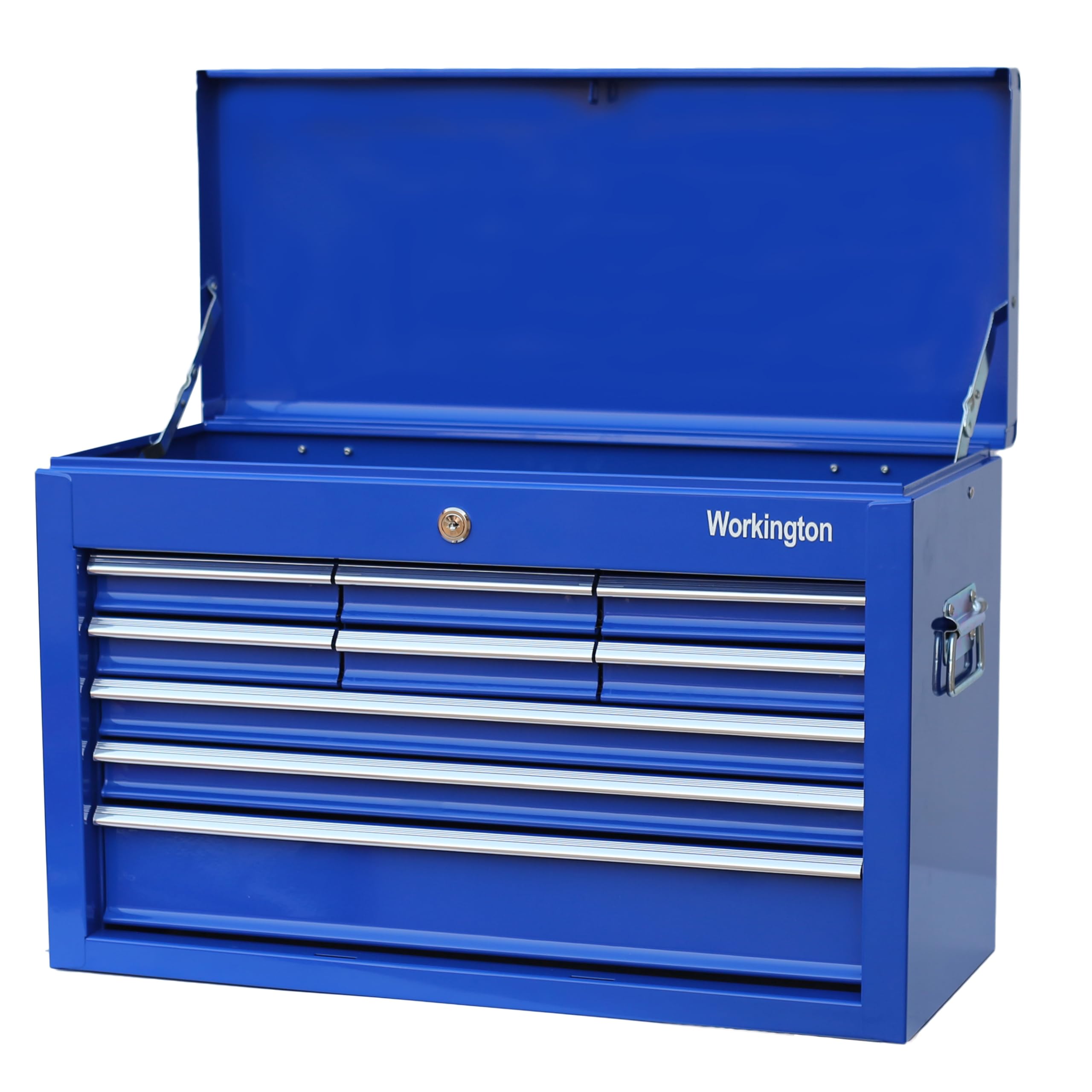 Portable Metal Tool Chest with 9 Drawers, 24" 9-Drawer Tool Chest Cabinet with Ball Bearing Drawer Slides, Steel Tool Storage Box Organizer 4006 Blue