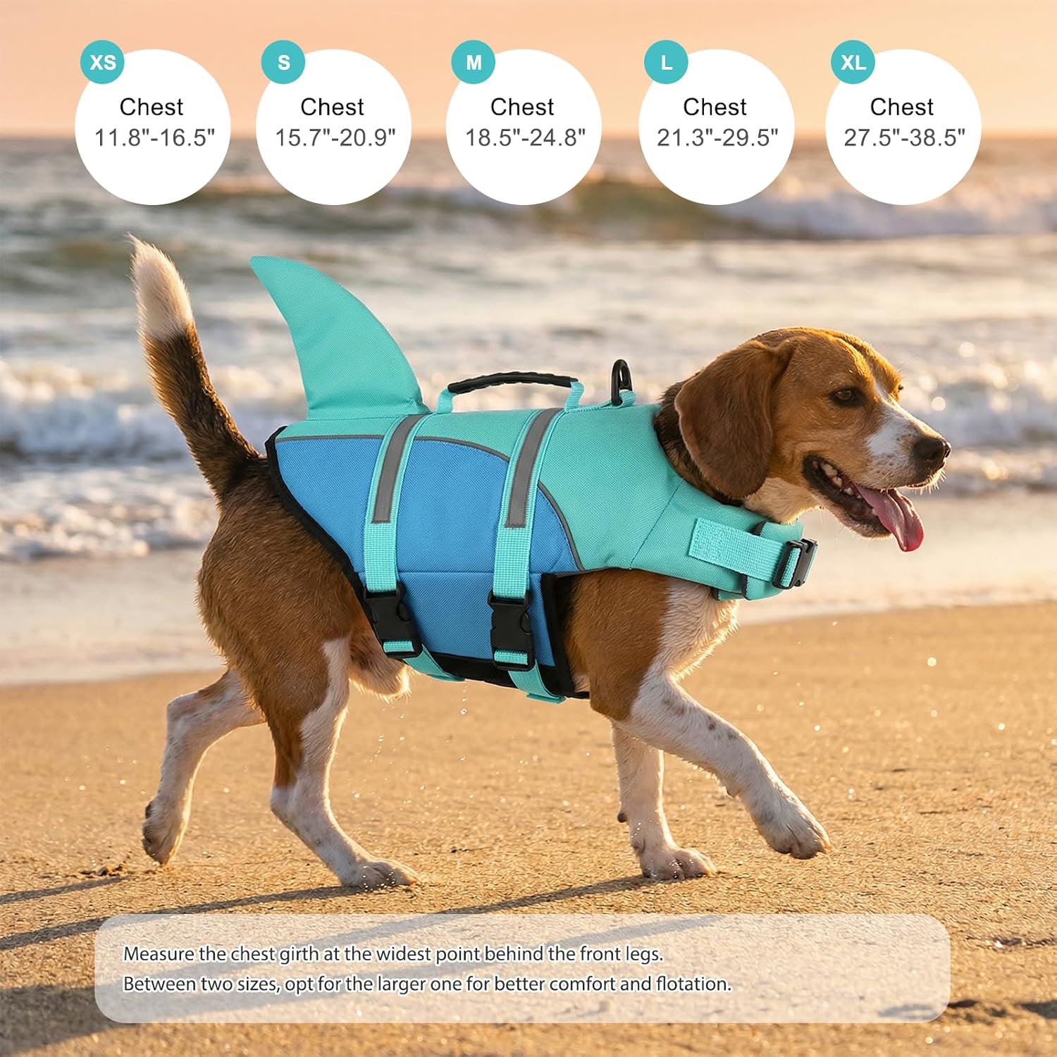 Doglay Shark Dog Jacket - Ripstop Life Vests for Swimming Boating with Rescue Handle & Adjustable Fit for Small to Large Dogs