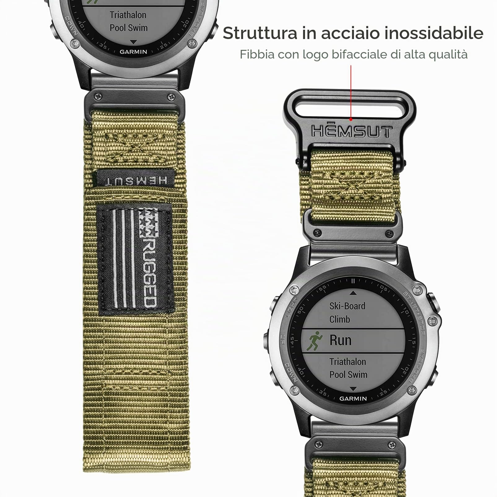 Compatibile con Garmin Watch Band, cinturino sportivo in nylon super robusto con design ad anello tessuto, per fēnix/Forerunner/Vivoactive/Approach/MARQ/Quatix/D2