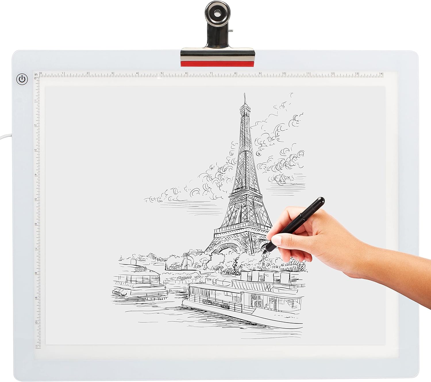 LED Tracing Light Box, 19" Ultra-Thin Light Pad with Adjustable Brightness, Includes USB Cable, Adapter, Paper, and Clip. Portable Drawing Board for Sketching, Cricut Projects, and More