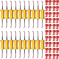 Xuhal 20-Pack 50W 6Ohm LED Load Resistors - Fix Hyperflash, Flickering & Error Codes on Turn Signals, Headlights, Tail Lights (Gold)