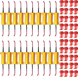 20 Pack 50W 6ohm Load Resistor Turn Signal LED Resistor Kit Fix Fast Flash Blink Error Code Flickering LED Light Resistor for LED Lights Bulb Headlights Tail Light License Plate Lights DRL