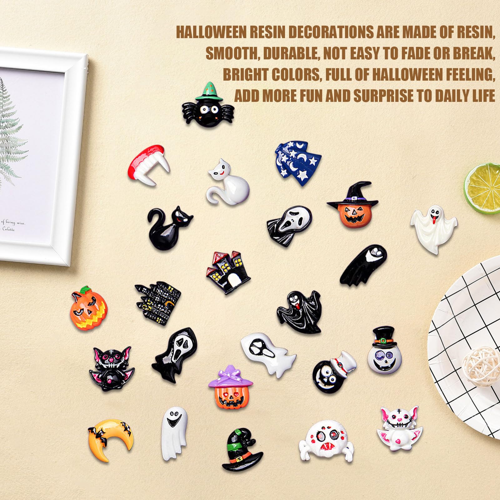 10pcs Mix DIY Halloween Series Resin Charms Flatback Ghost Pumpkin Cabochon RAND