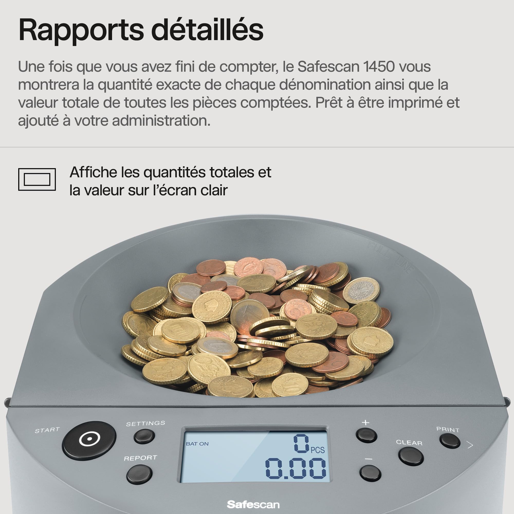 Safescan 1450 Trieuse de pièces comptage rapide gros volumes euros